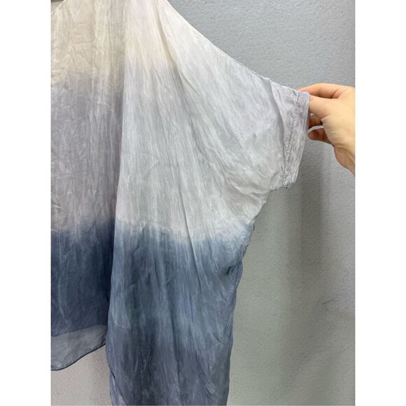 H Trend Made in Italy Womens Blue Cream Ombré Dye Oversized Blouse Top Small - Picture 6 of 8